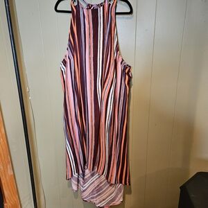 Ava & Viv Plus Size 3X Striped High-Low Sleeveless Dress | Bold Color